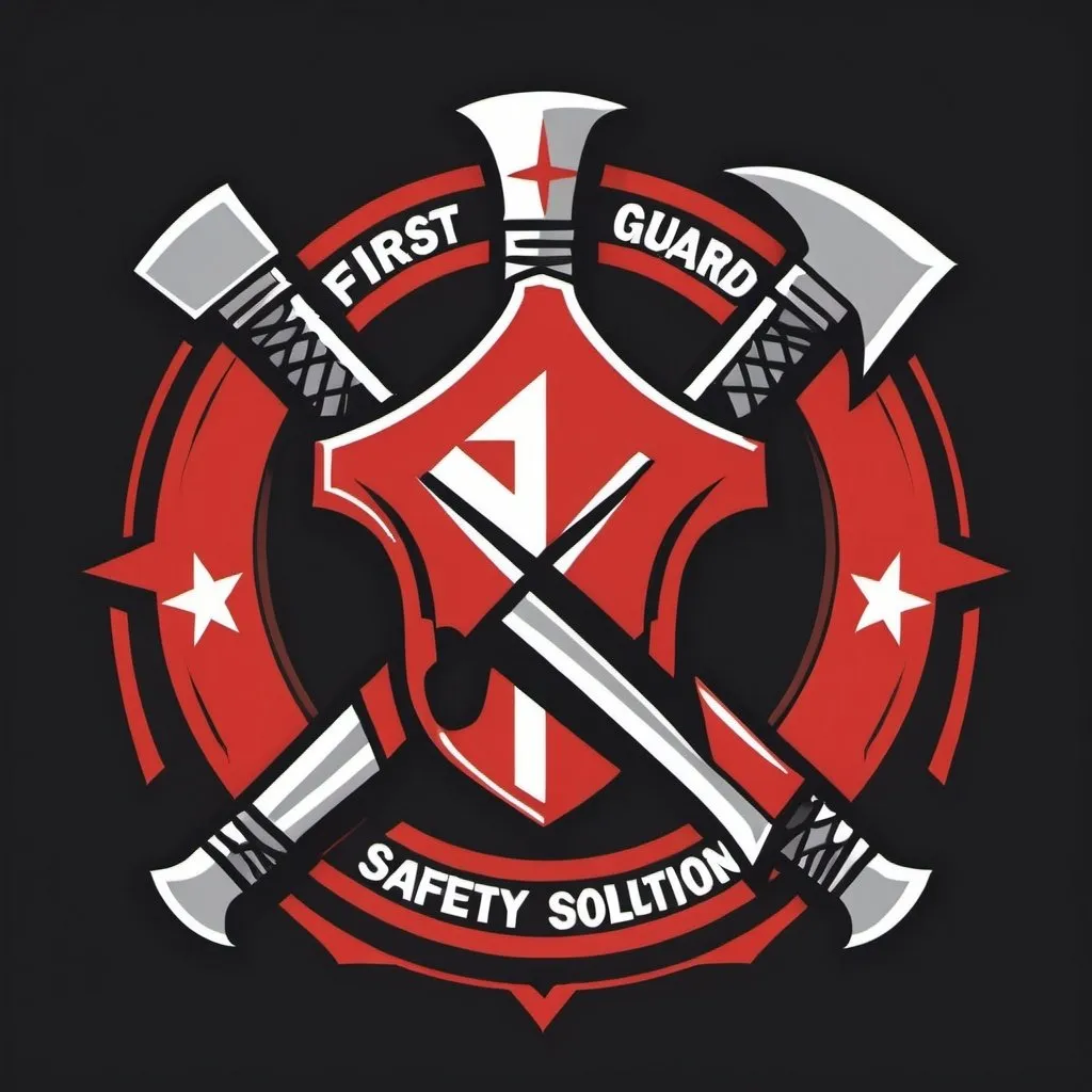 Prompt: First guard safety solution logo that represent  with 2 tomahawks 
and security