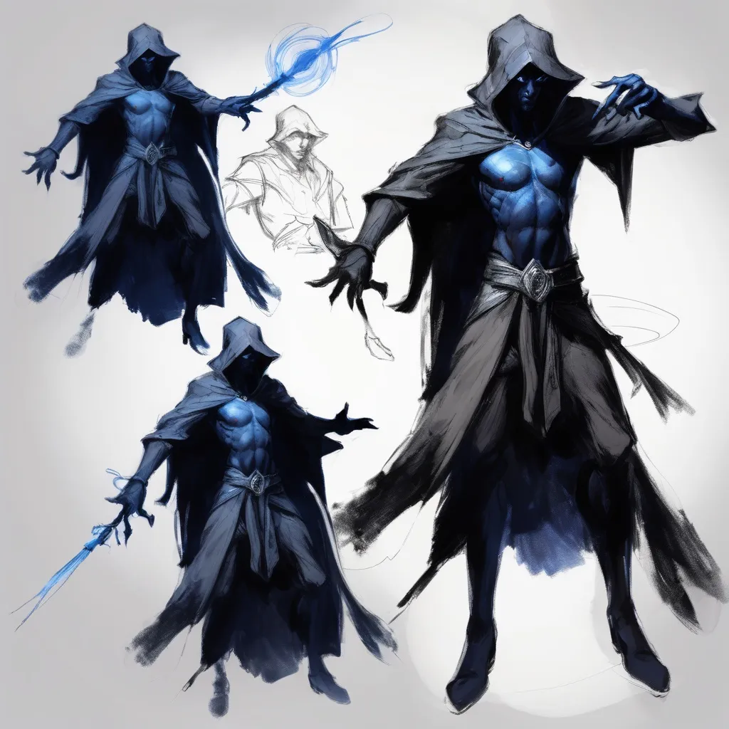 Prompt: Sketch, drawing, male drow, mage with glaves, dynamic poses