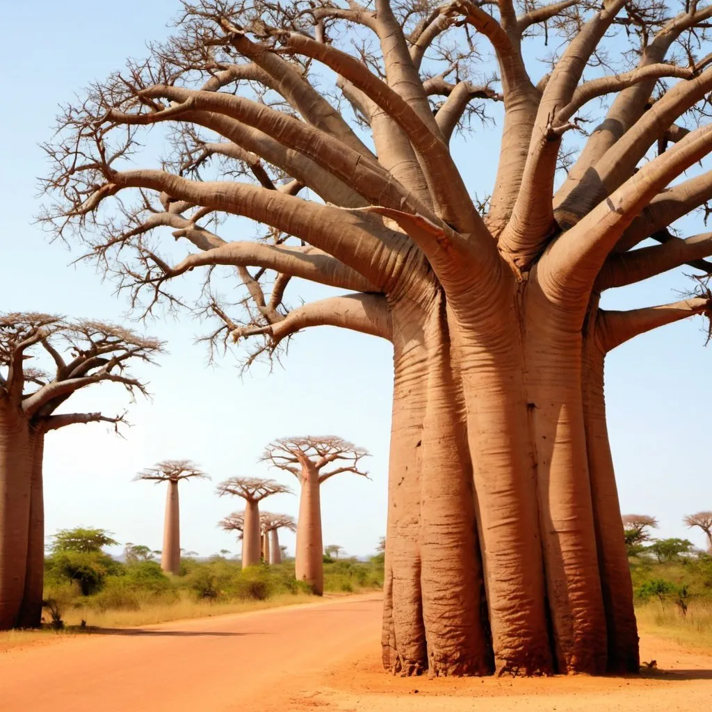 Prompt: AFRICAN TREES ,BAOBAB ,THORNS