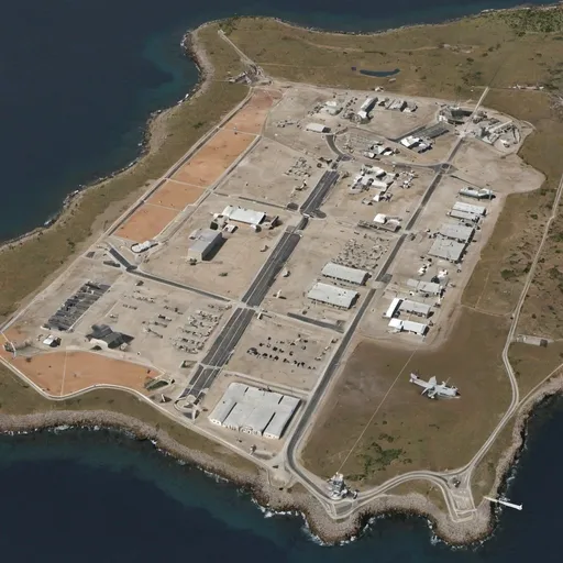 Prompt: guantanamo naval base map view like in American spy movies