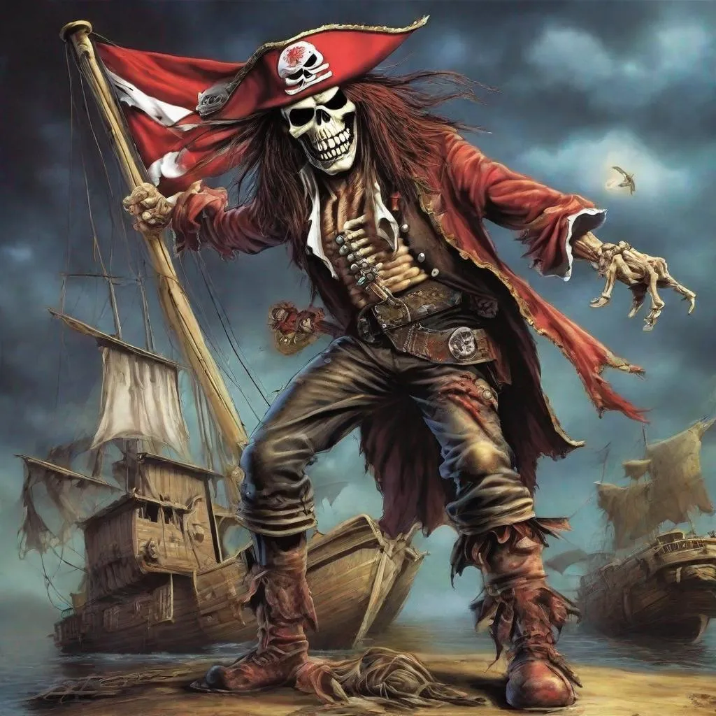 Prompt: Eddie from Iron Maiden as a pirate