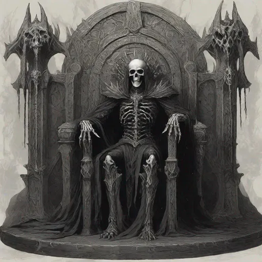 Prompt: In the darkest depths of mordor, the bone king sits on his throne