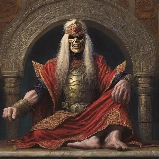 Prompt: Eddie from Iron Maiden is a sultan