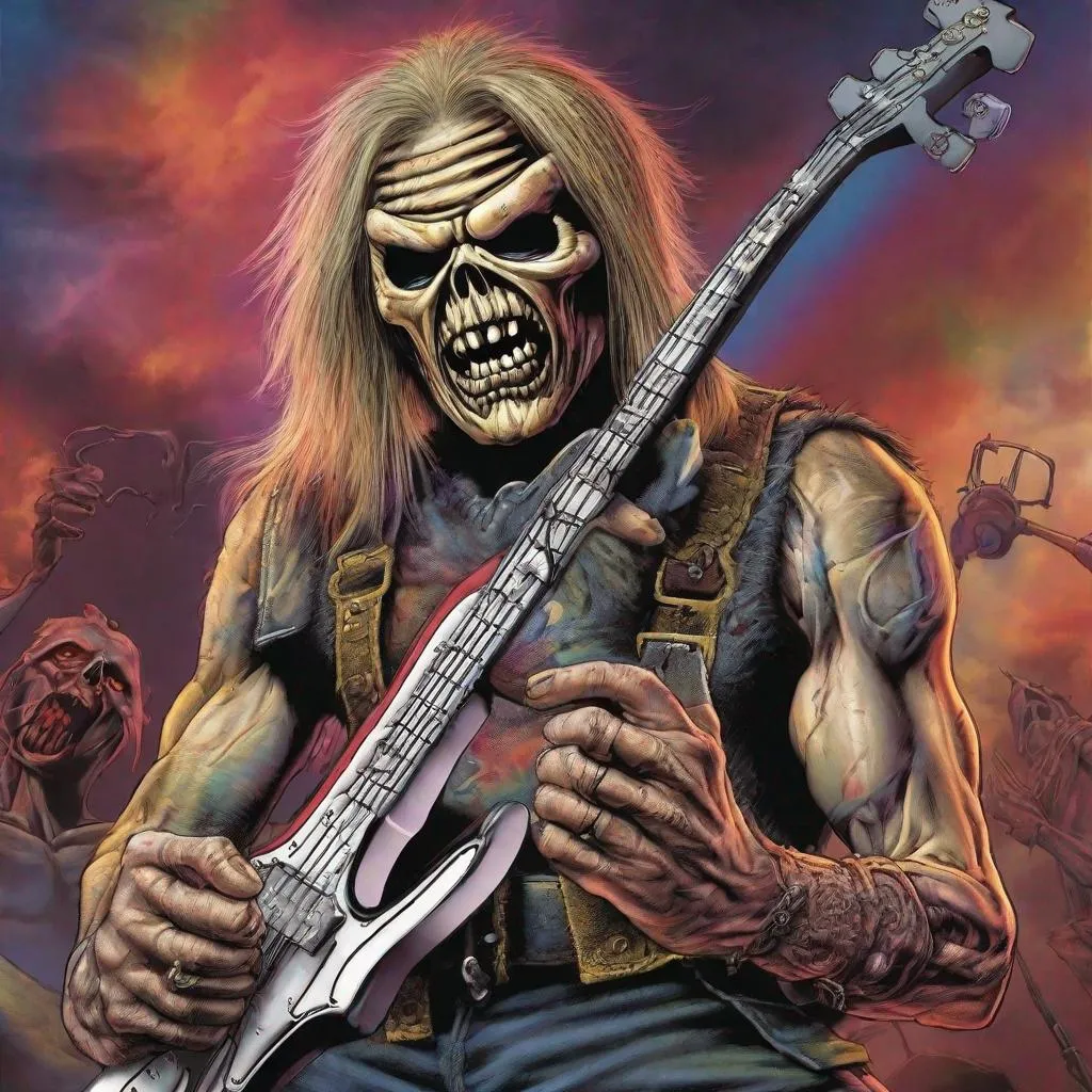 Prompt: Eddie from Iron Maiden is a lgbtqia+ fighter