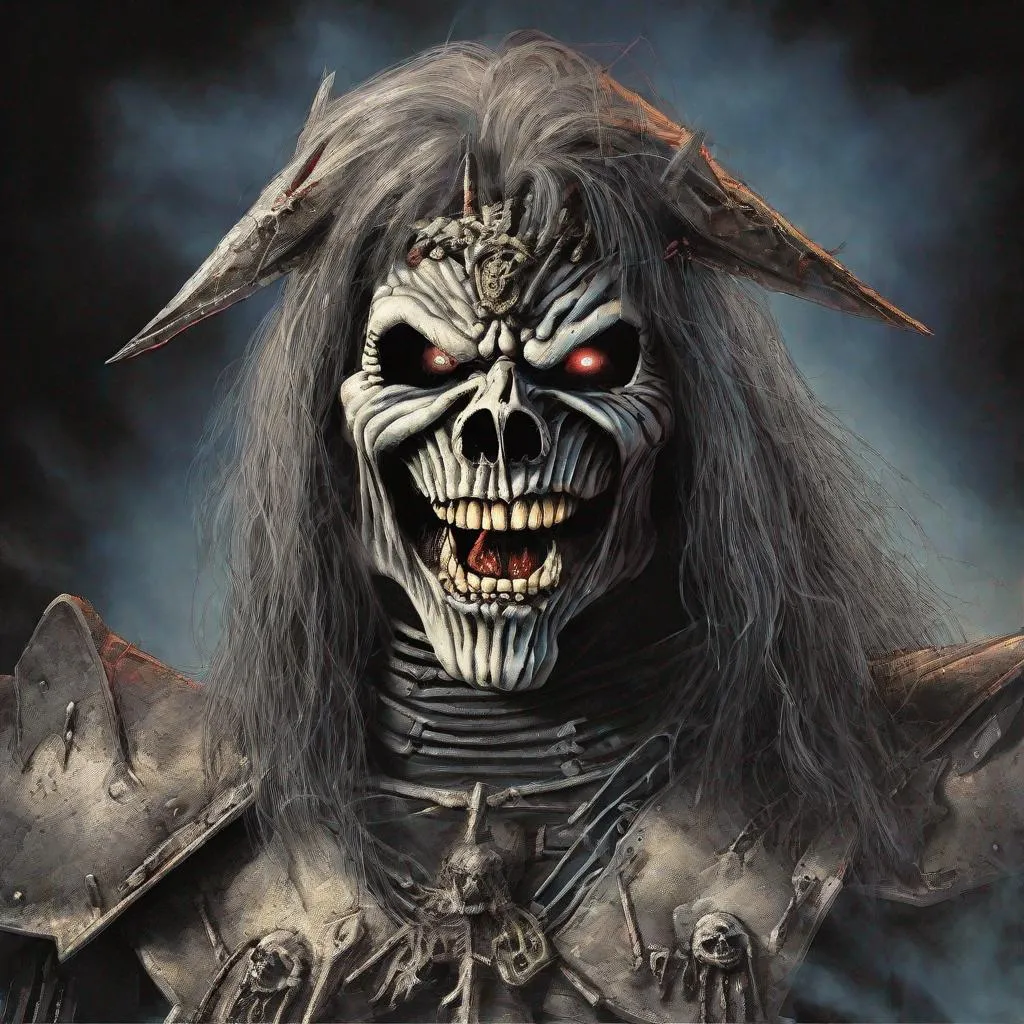 Prompt: Eddie from Iron Maiden as the four horsemen