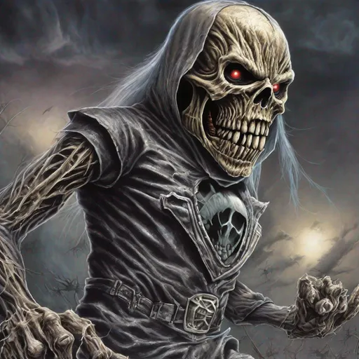Prompt: Eddie from Iron Maiden is a phantom