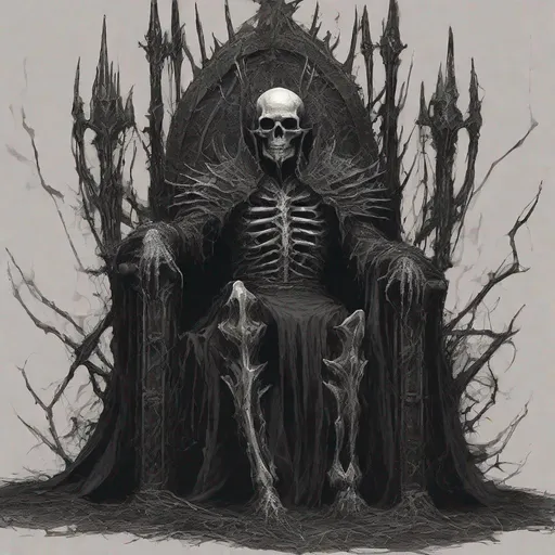 Prompt: In the darkest depths of mordor sits the bone king on his throne of bones