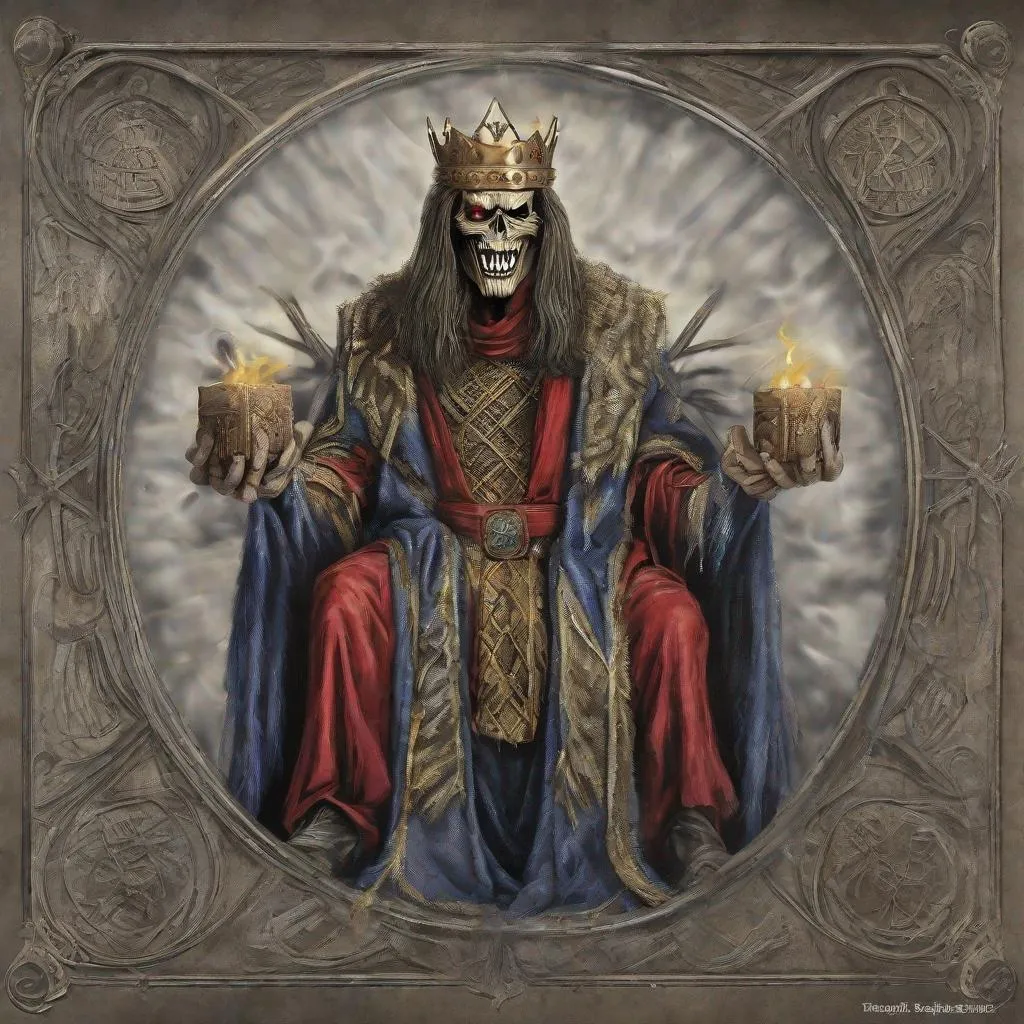 Prompt: Eddie from Iron Maiden as the three Kings 