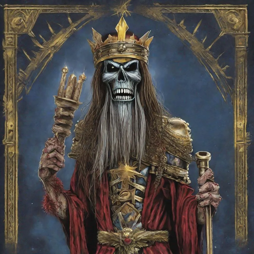 Prompt: Eddie from Iron Maiden as the three Kings 