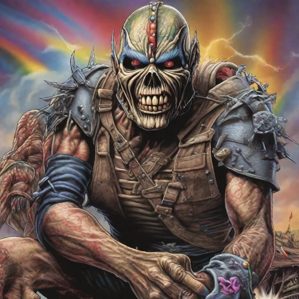 Prompt: Eddie from Iron Maiden is a lgbtqia+ fighter