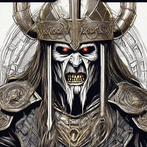 Prompt: Eddie from Iron Maiden as odin