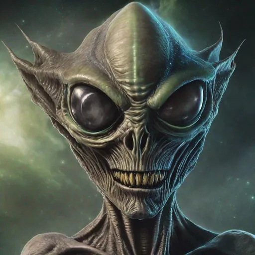 Prompt: Eddie from Iron Maiden as an alien