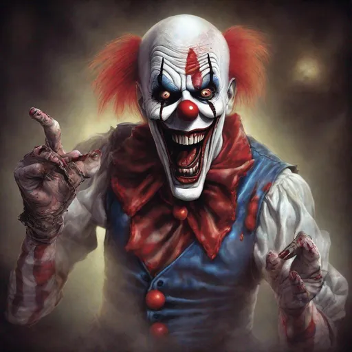 Prompt: Eddie from Iron Maiden as a horror clown