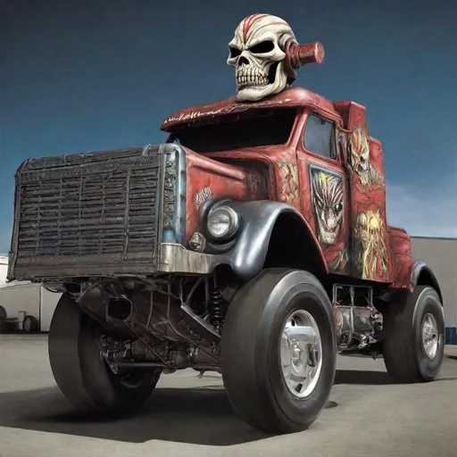 Prompt: Eddie from Iron Maiden is a truck