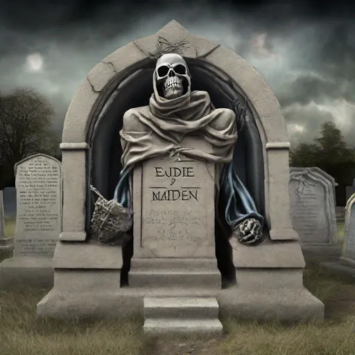 Prompt: Eddie from Iron Maiden coming out of the grave