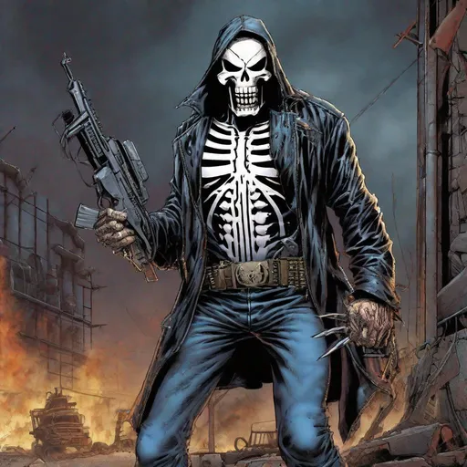 Prompt: Eddie from Iron Maiden is the punisher