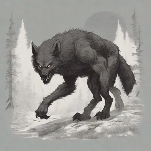 Prompt: A werewolf on the hunt