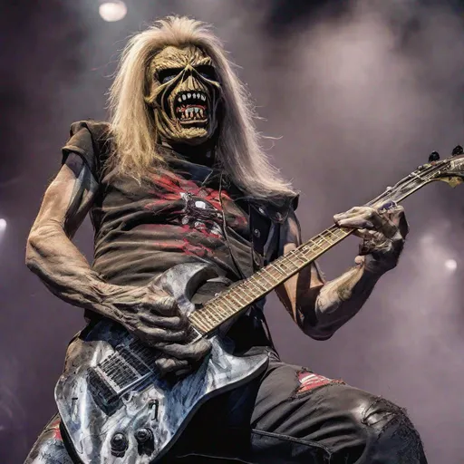 Prompt: Eddie from Iron Maiden is a metal lover