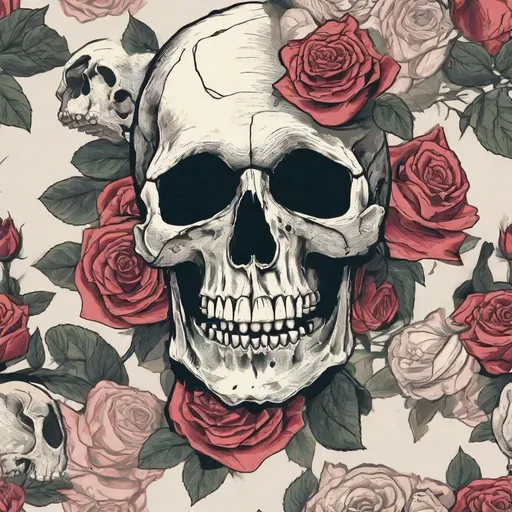 Prompt: Skull and roses