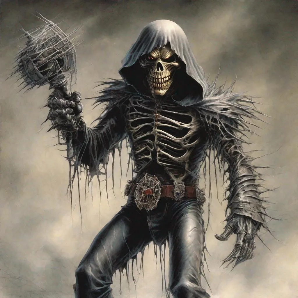 Prompt: Eddie from Iron Maiden is a phantom