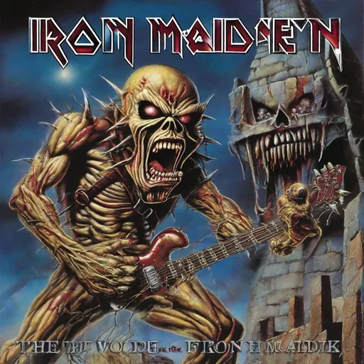 Prompt: Eddie from Iron Maiden on an album cover