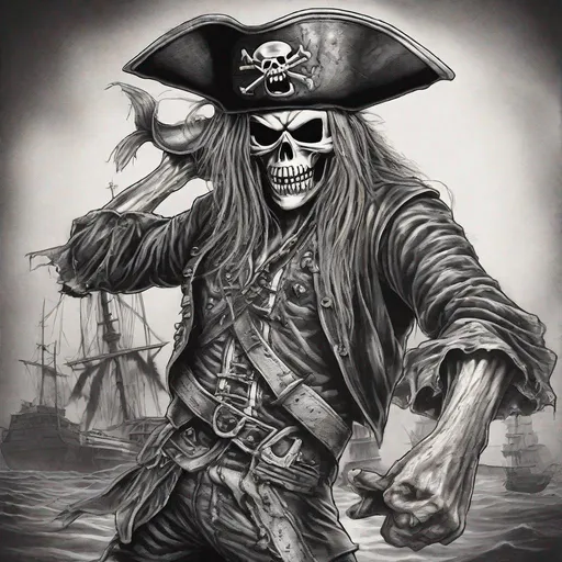 Prompt: Eddie from Iron Maiden as a pirate