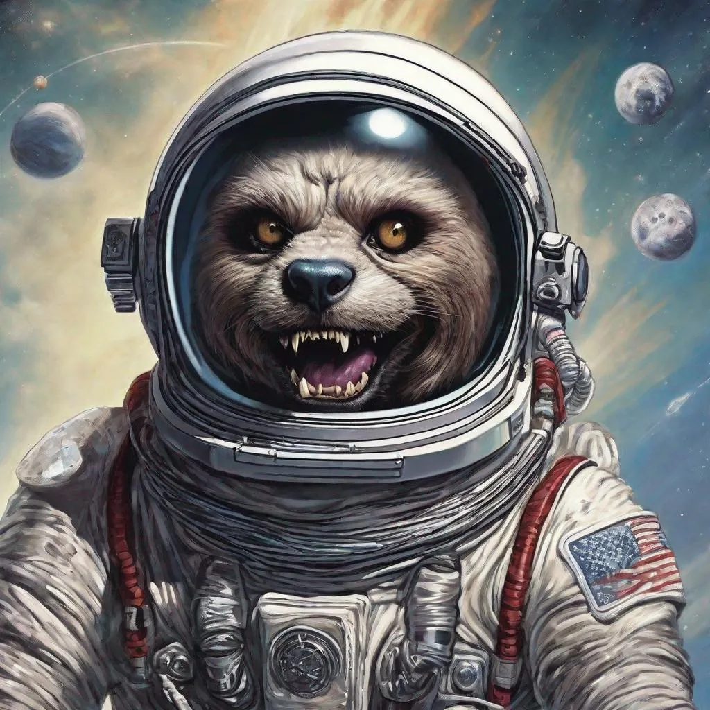 Prompt: Eddie from Iron Maiden as an astronaut