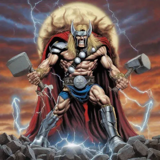 Prompt: Eddie from Iron Maiden as thor