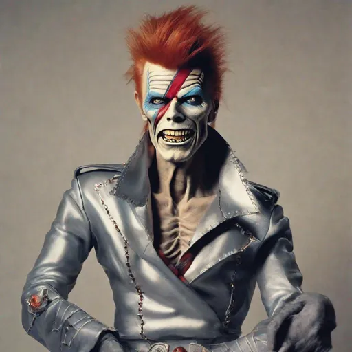 Prompt: Eddie from Iron Maiden as David Bowie 