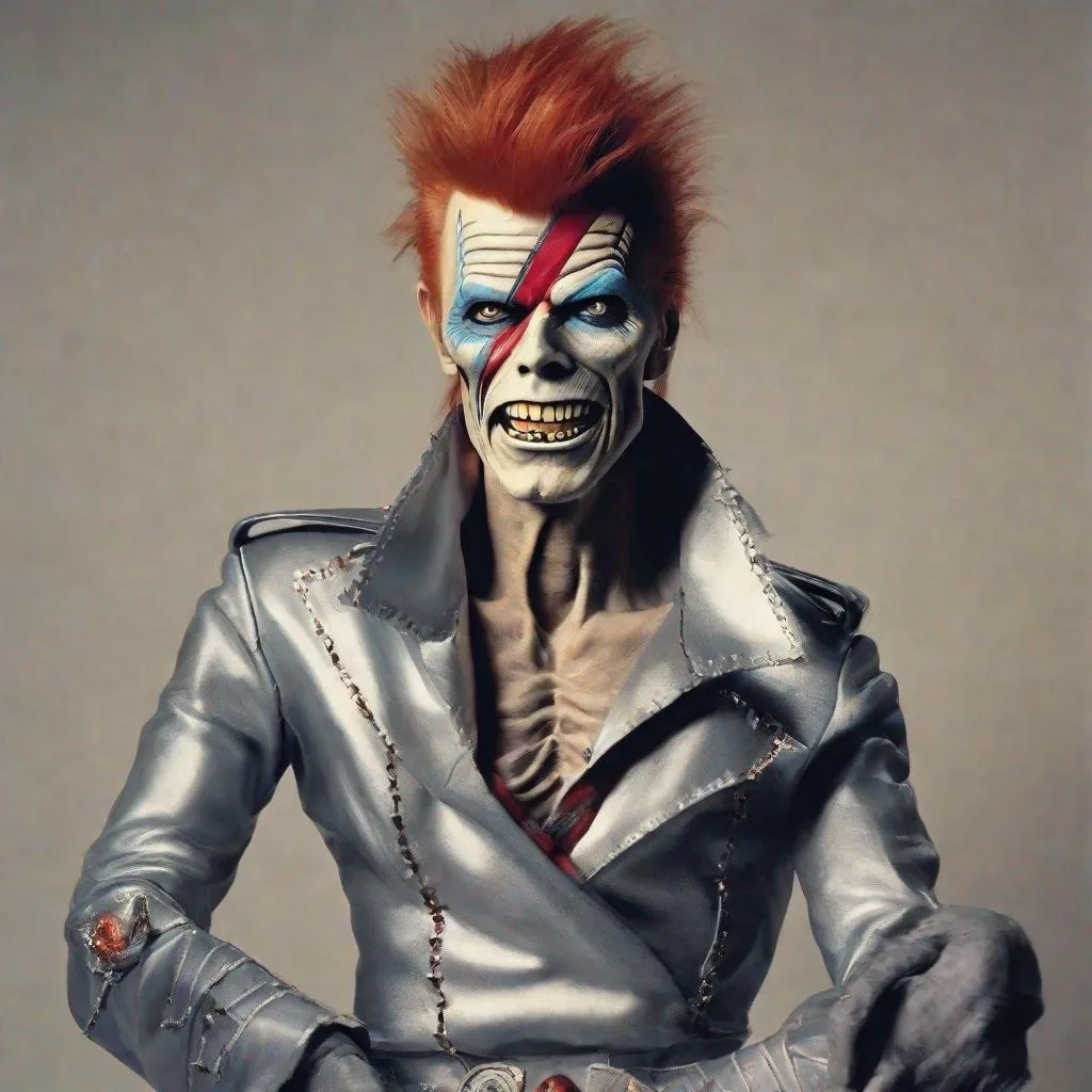 Prompt: Eddie from Iron Maiden as David Bowie 