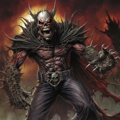Prompt: Eddie from Iron Maiden as hell spawn