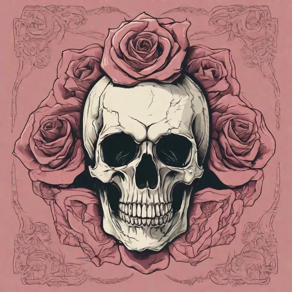 Prompt: A skull shaped like a rose