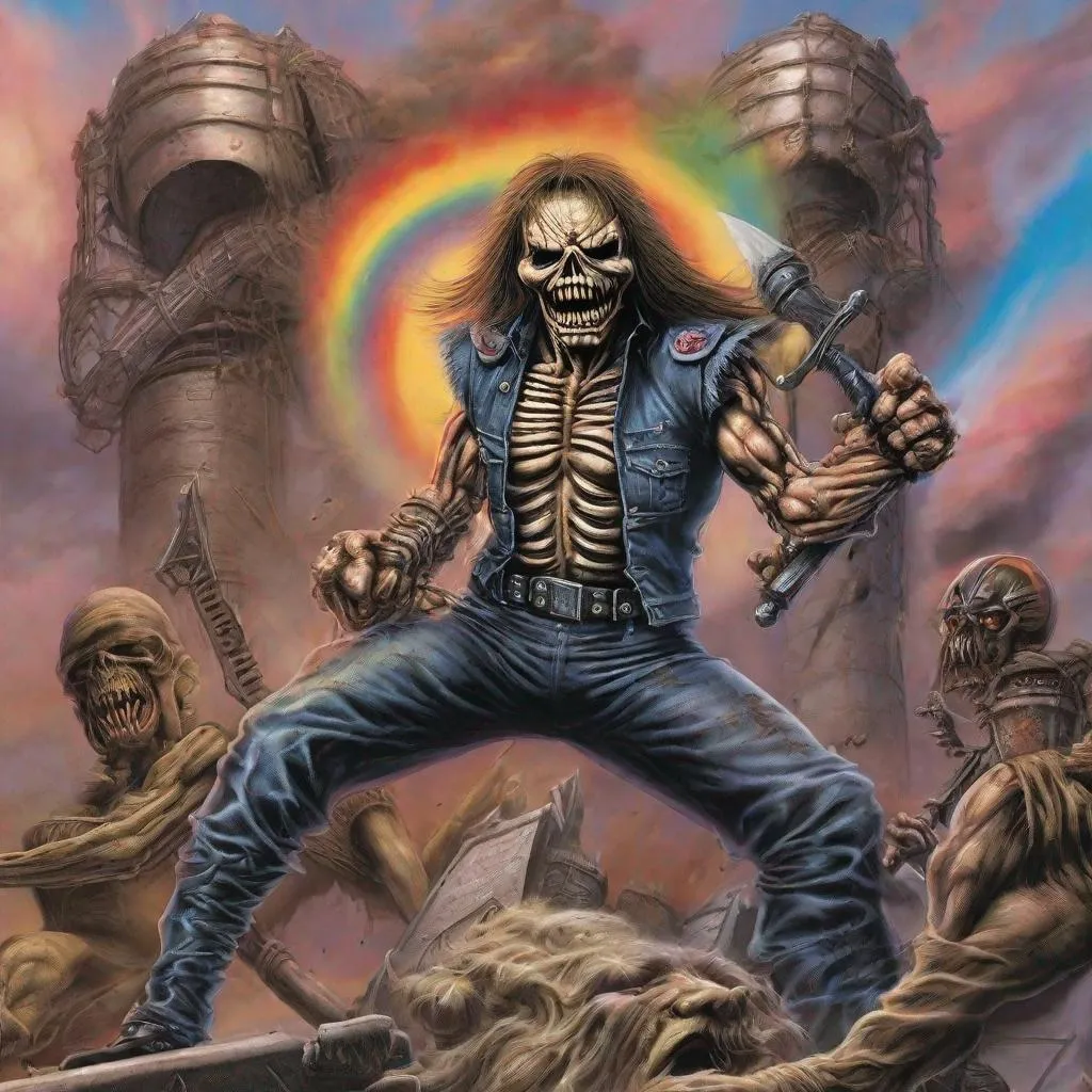 Prompt: Eddie from Iron Maiden is a lgbtqia+ fighter