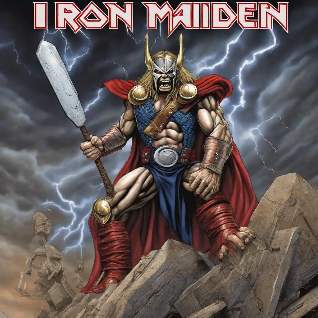 Prompt: Eddie from Iron Maiden as thor