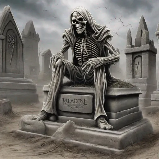 Prompt: Eddie from Iron Maiden coming out of the grave