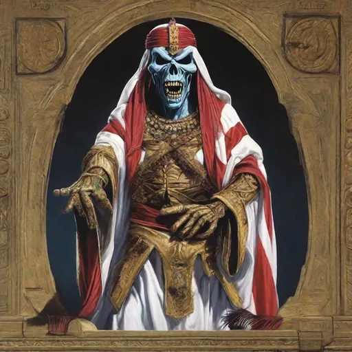 Prompt: Eddie from Iron Maiden is a sultan