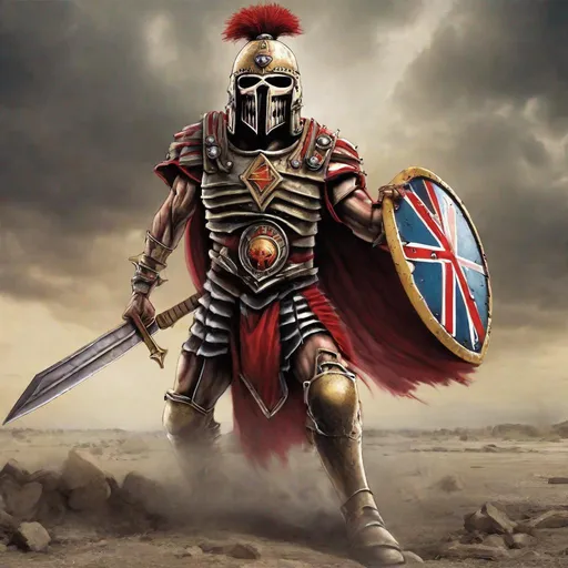 Prompt: Eddie from Iron Maiden as a centurion