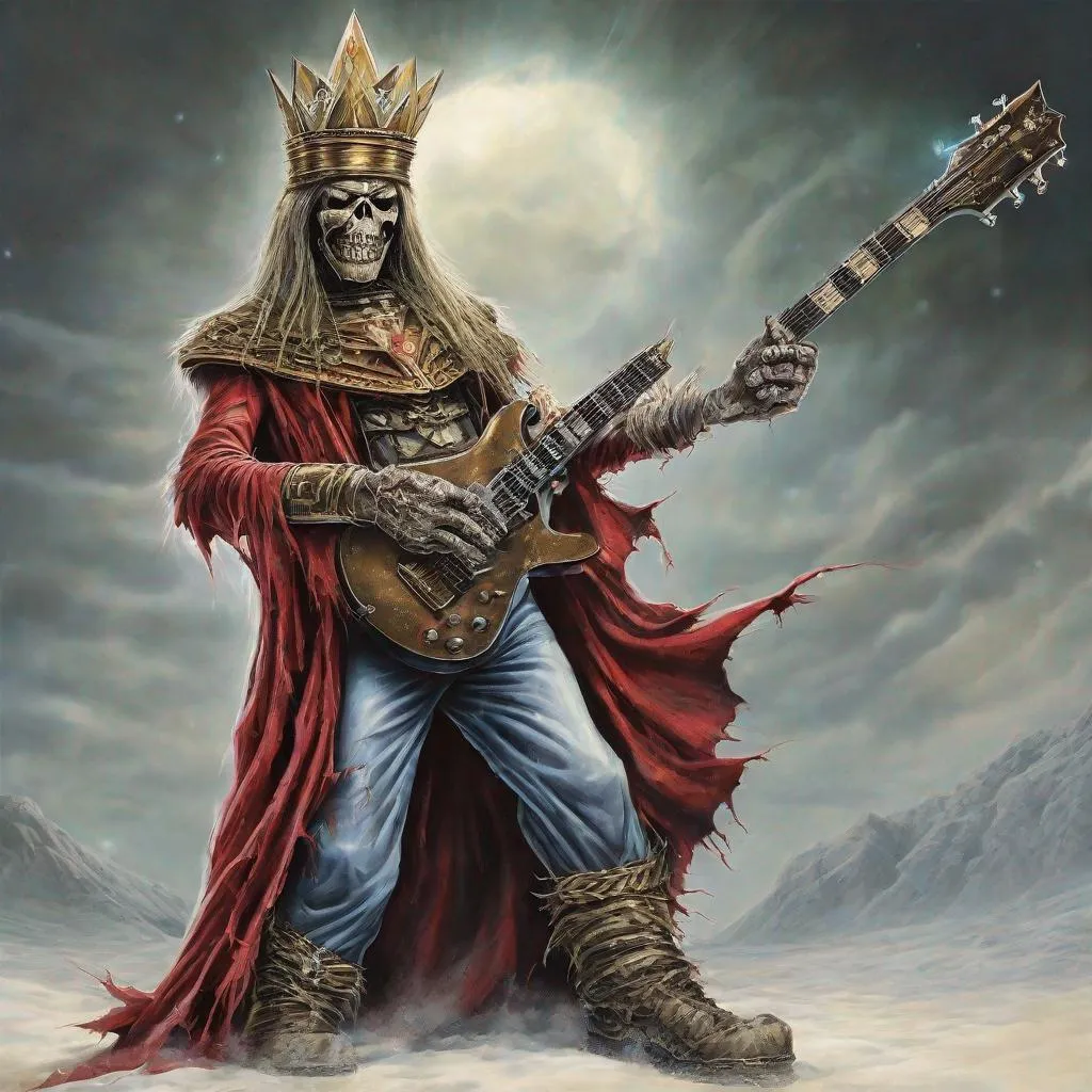 Prompt: Eddie from Iron Maiden as the three Kings 