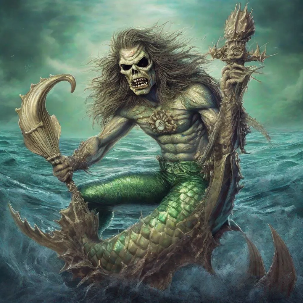 Prompt: Eddie from Iron Maiden as a merman