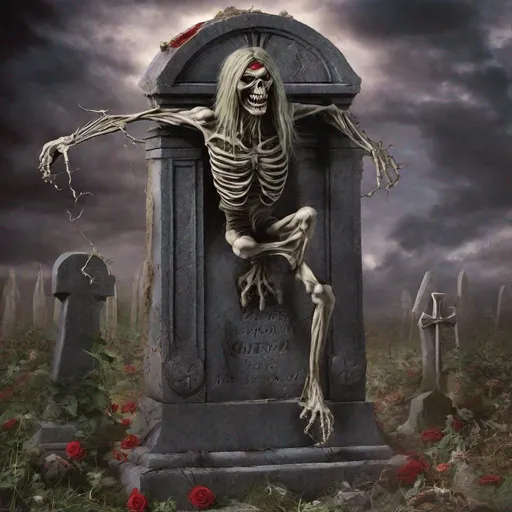 Prompt: Eddie from Iron Maiden is coming from the grave