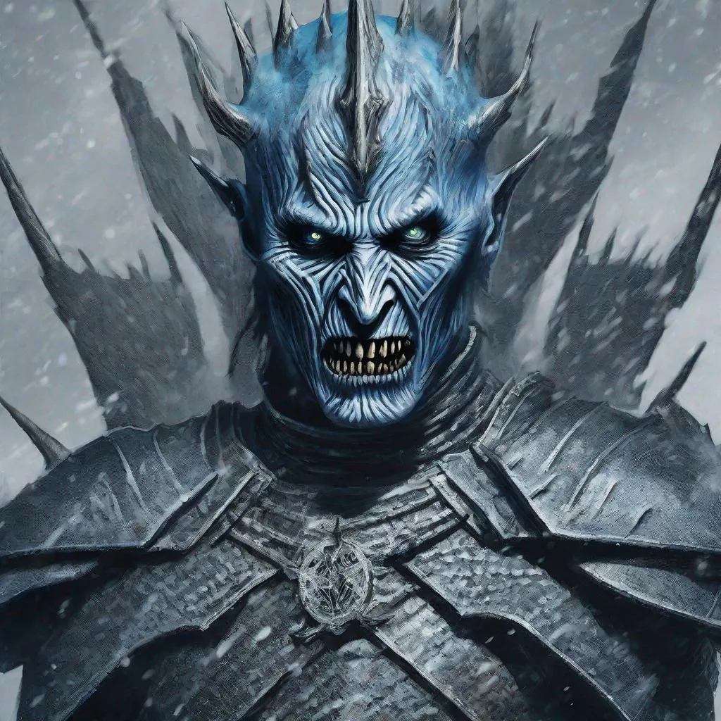 Prompt: Eddie from Iron Maiden as the night king from game of Thrones