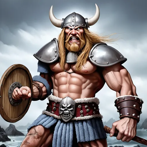 Prompt: Eddie from Iron Maiden as a Viking
