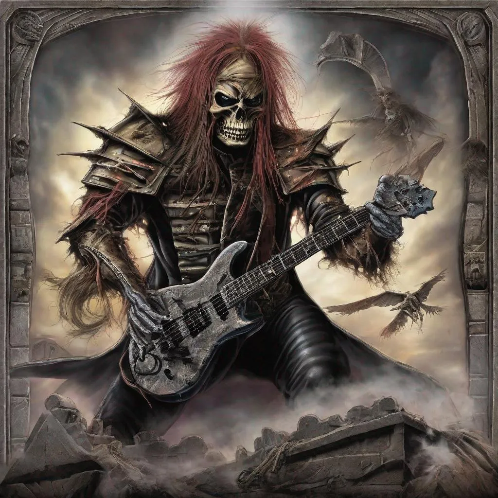 Prompt: Eddie from Iron Maiden as the four horsemen