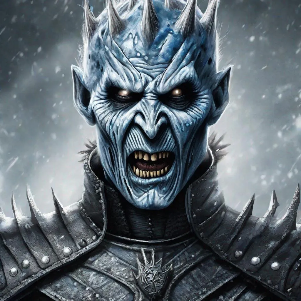 Prompt: Eddie from Iron Maiden as the night king from game of Thrones