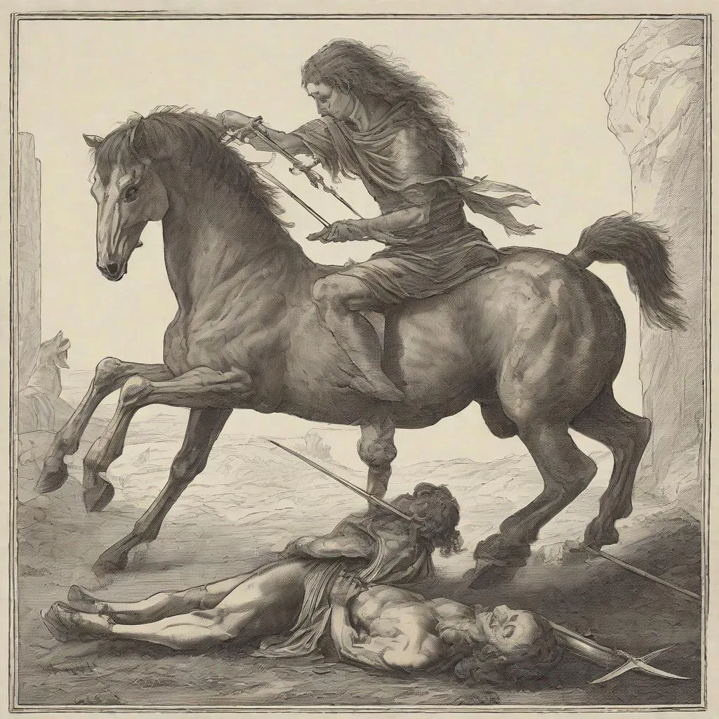 Prompt: A centaur death