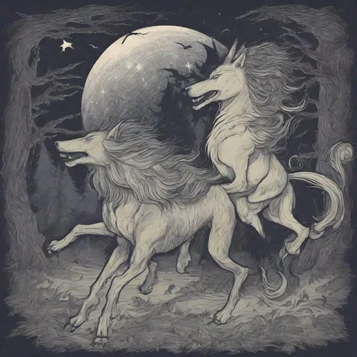 Prompt: Werewolves and unicorns