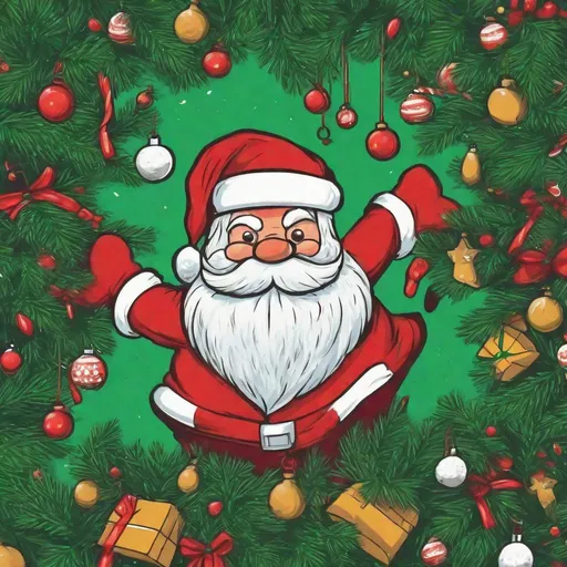 Prompt: Santa claus caught in an x-mas tree