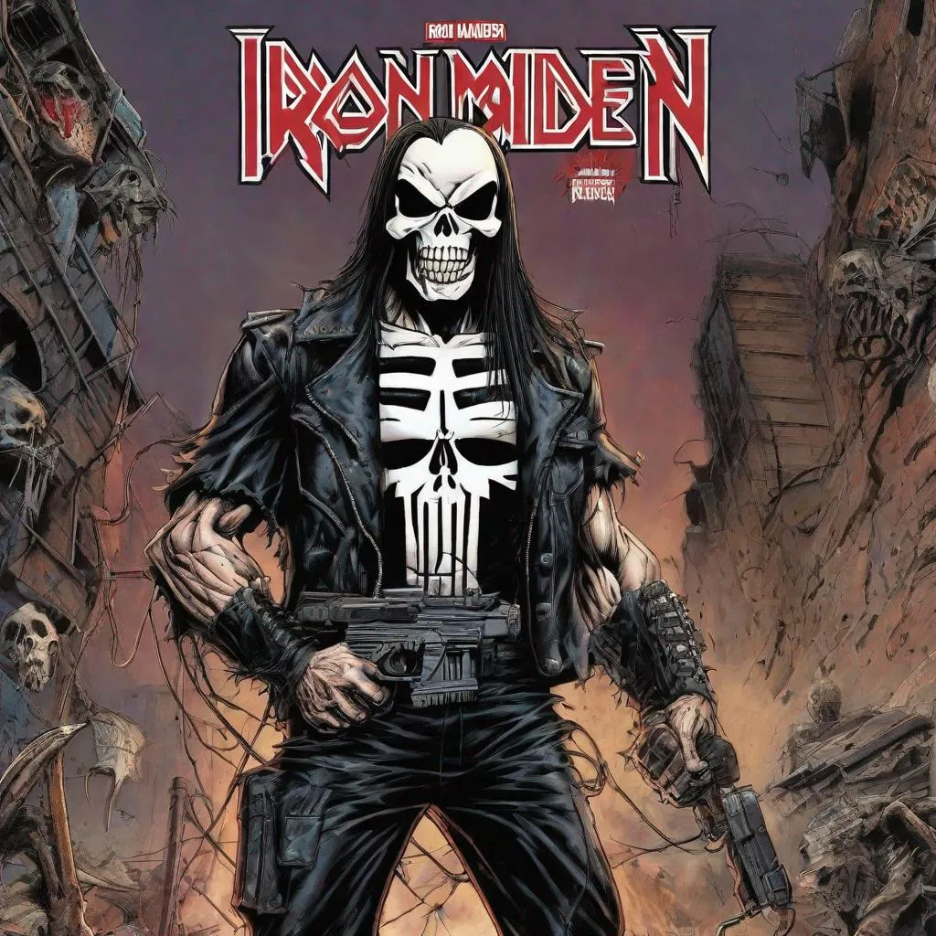 Prompt: Eddie from Iron Maiden is the punisher