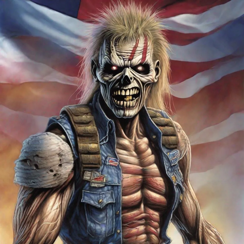 Prompt: Eddie from Iron Maiden is a lgbtqia+ fighter