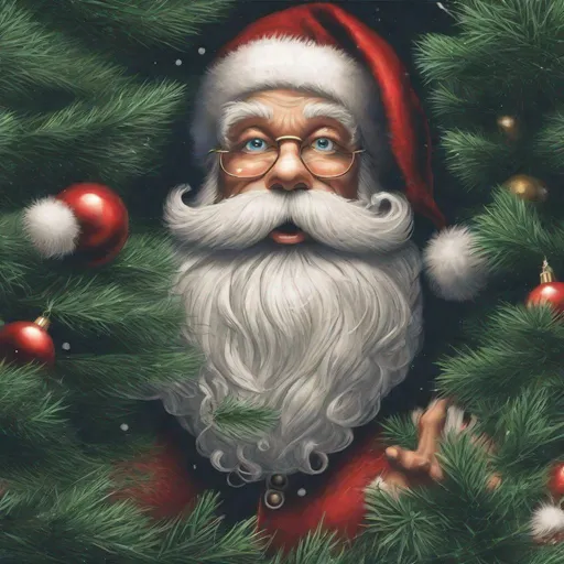 Prompt: Santa claus caught in an x-mas tree